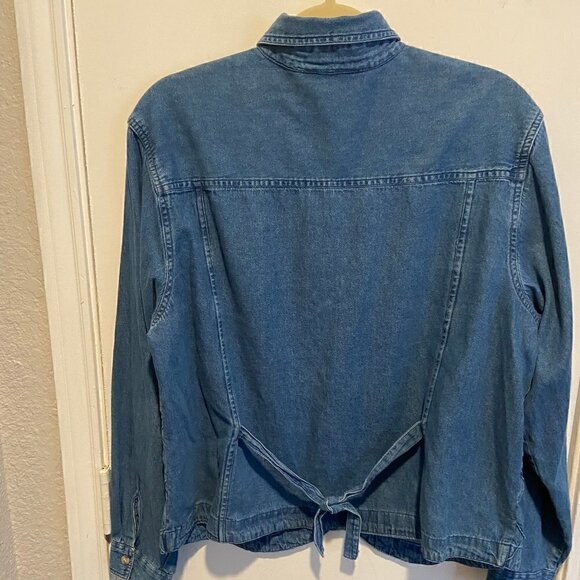 Studio Collection Cotton Denim Embroidered Button Down Shakket… - Picture 3 of 6